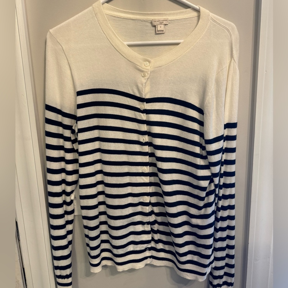 J. Crew Navy & cream striped  cardigan
